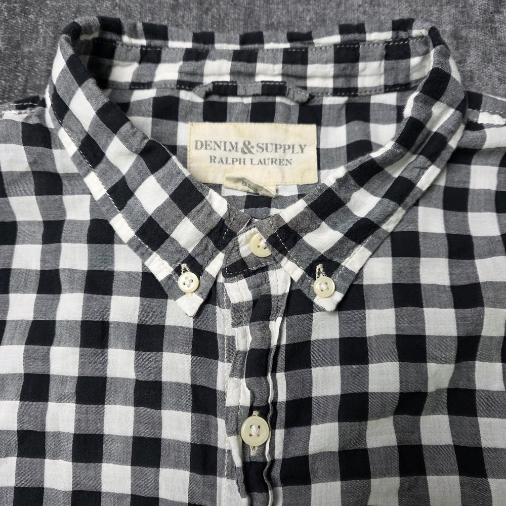 Denim & Supply Ralph Lauren Button Down Shirt Mens XL Thin Lightweight Black‎ - Picture 8 of 10